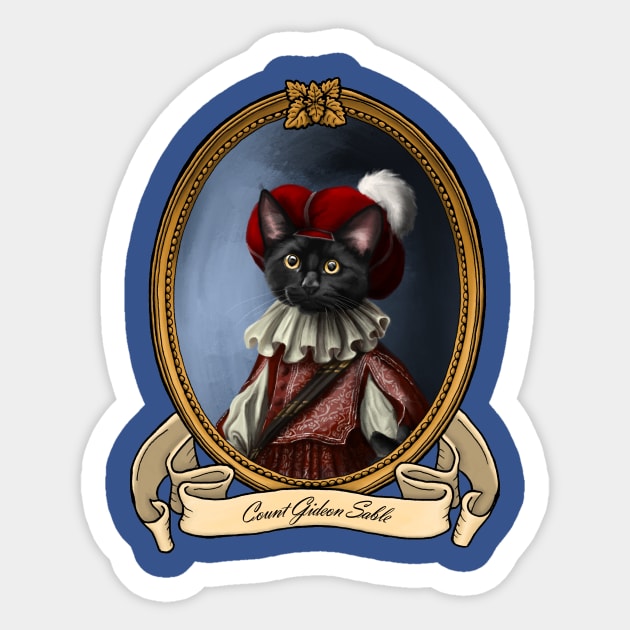 Renaissance Cat - Count Gideon Sable (A Black Cat) Sticker by JMSArt